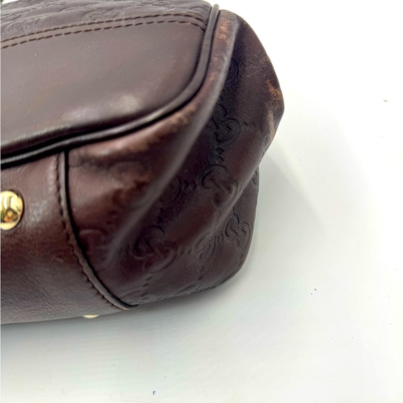 Auth Gucci GG Monogram Brown Embossed Guccissima Leather Princy Tote Bag - Picture 11 of 16